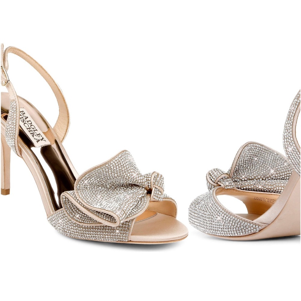Badgley Mischka Siene crystal embellished heels.